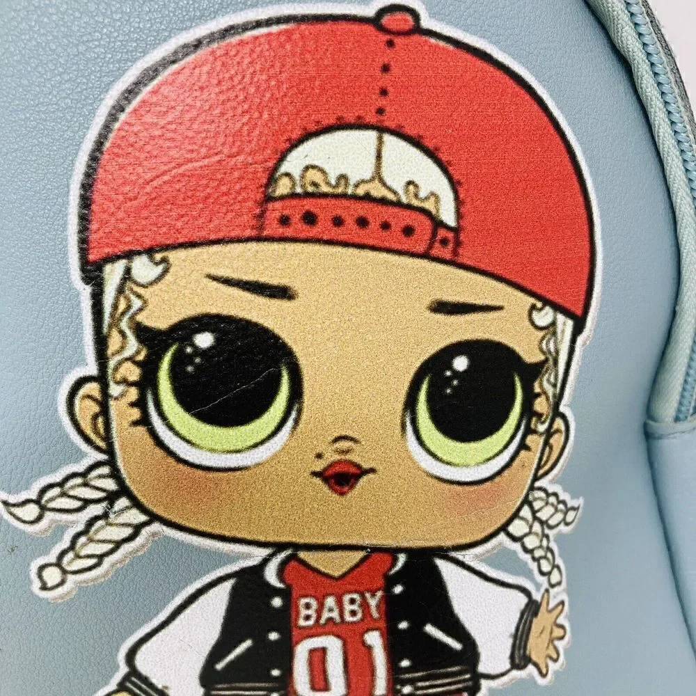 LOL BABY Mini Backpack Light Blue Girl's Bag !Baseball‎ Girl! 7x6x3”